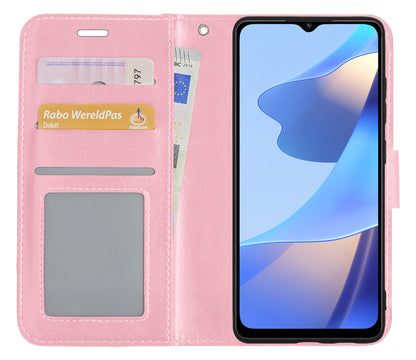 OPPO A16s Hoesje Book Case Kunstleer - Lichtroze