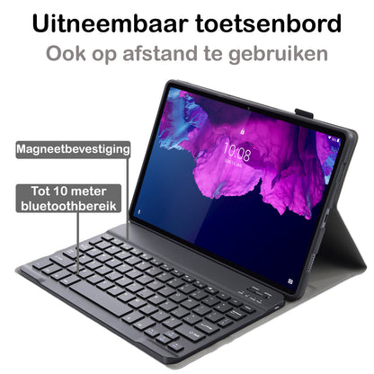 Lenovo Tab P11 Hoesje Toetsenbord Case Kunstleer - Zwart