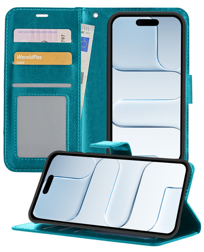 iPhone Air Hoesje Bookcase Cover met Kaarthouder - Turquoise