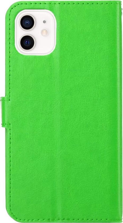 iPhone 12 Hoesje Bookcase Cover met Kaarthouder - Groen