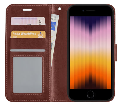 iPhone SE 2022 Hoesje Bookcase Cover met Kaarthouder - Bruin