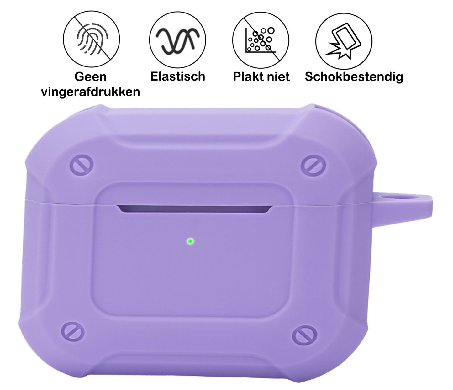 AirPods 3 Hoesje Shock Proof Case Siliconen met Clip - Lila