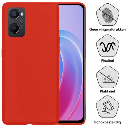 OPPO A76 Hoesje Siliconen Backcover Lichtgewicht - Rood