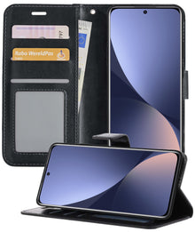 Xiaomi 12X Hoesje Bookcase Cover met Kaarthouder - Zwart