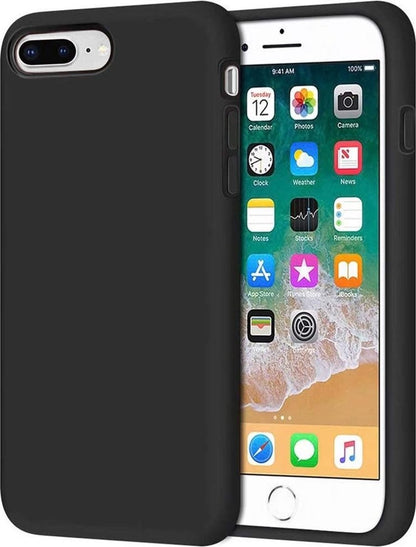 iPhone 8 Plus Hoesje Siliconen Backcover Lichtgewicht - Zwart