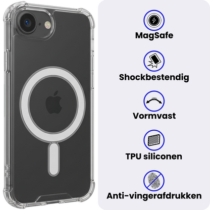 iPhone 17e Hoesje Geschikt voor Magsafe Backcover Shockproof - Transparant