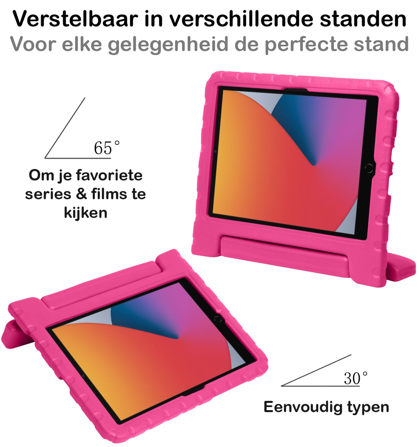 iPad 10.2 2021 Hoesje Kids Cover Bumper - Roze