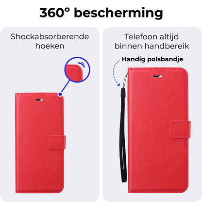 Samsung A16 Hoesje Bookcase Cover met Kaarthouder - Rood