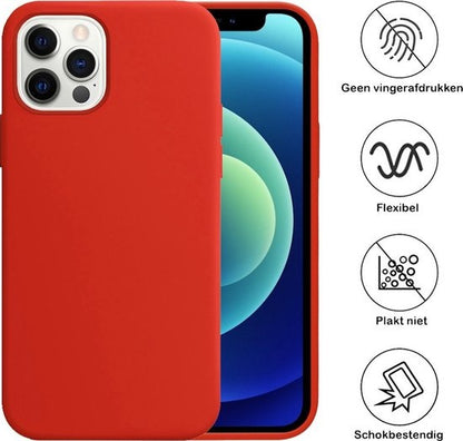iPhone 12 Pro Hoesje Siliconen Backcover Lichtgewicht - Rood