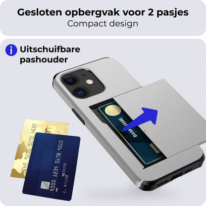 iPhone 11 Hoesje Kaarthouder Hard Case Shockproof - Grijs