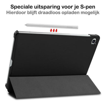 Samsung Galaxy Tab S6 Lite Trifold Bookcase Hoes - Zwart