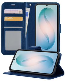 Samsung S26 Hoesje Bookcase Cover met Kaarthouder - Donkerblauw