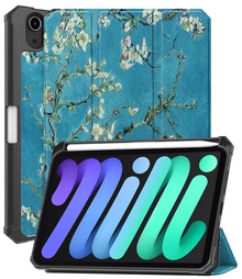 iPad Mini 7 Trifold Bookcase Hoes met Penhouder voor Apple Pen - Bloesem