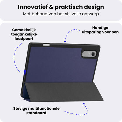 Lenovo Idea Tab Pro Gen 2 Trifold Bookcase Hoes met Penhouder Lenovo Pen - Donkerblauw
