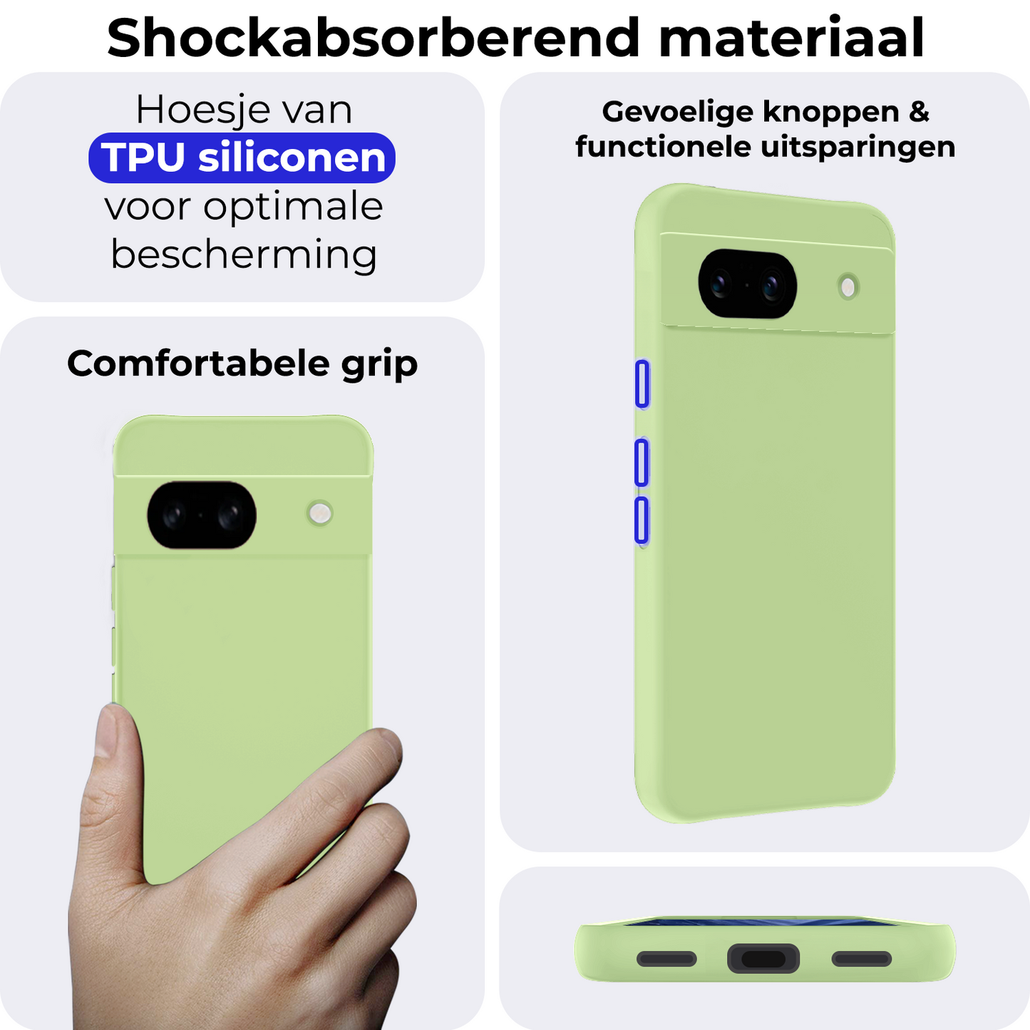 Google Pixel 8a Hoesje Siliconen - Groen