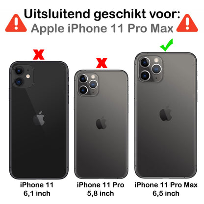 iPhone 11 Pro Max Hoesje Kaarthouder met Koord Backcover Shockproof - Transparant