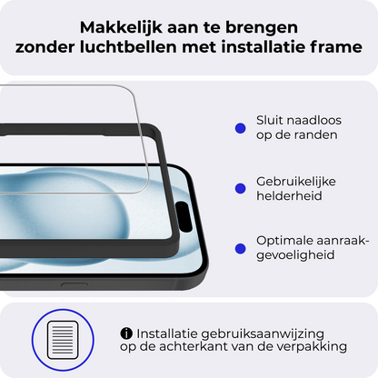 iPhone 15 Screenprotector Gehard Glas met Installatieframe