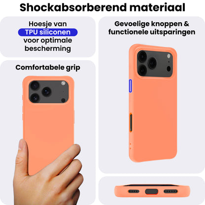 iPhone 17 Pro Max Hoesje Siliconen Backcover Lichtgewicht - Perzik