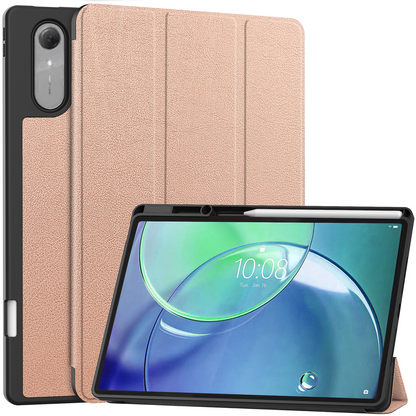 Lenovo Idea Tab Pro Gen 2 Trifold Bookcase Hoes met Penhouder Lenovo Pen - Rosé goud