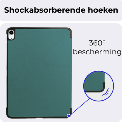 iPad Air 2024 (11 inch) Hoesje Book Case Met Apple Pencil Uitsparing - Donkergroen