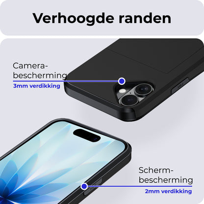 iPhone 17 Hoesje Kaarthouder Hard Case Shockproof - Zwart