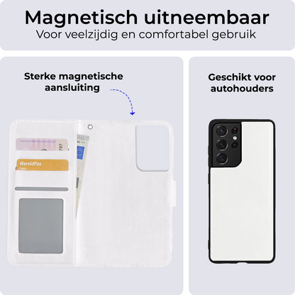 Samsung S21 Ultra Hoesje Bookcase Cover Uitneembaar - Zwart