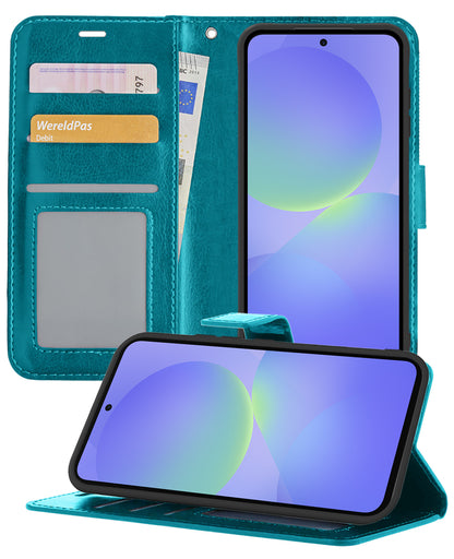 Samsung A36 Hoesje Bookcase Cover met Kaarthouder - Turquoise
