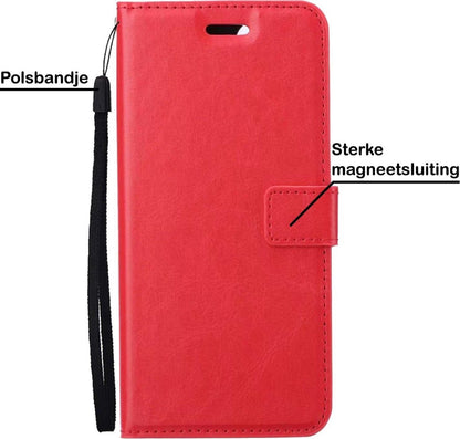 Samsung A32 5G Hoesje Bookcase Cover met Kaarthouder - Rood