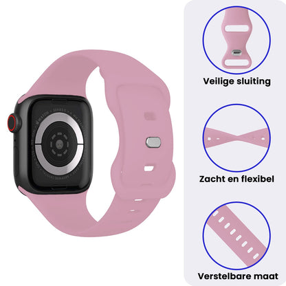 Apple Watch 1, 2, 3, 4, 5, 6, 7, 8, 9, 10, 11, SE - 42/44/45/46 mm Bandje Siliconen met verstelbare polsband - Lila