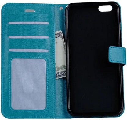 iPhone 5/5s/5SE Hoesje Bookcase Cover met Kaarthouder - Turquoise
