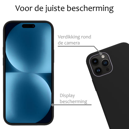 iPhone 15 Pro Max Hoesje Siliconen Backcover Lichtgewicht - Zwart