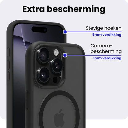 iPhone 16 Pro Max Hoesje Geschikt voor Magsafe Backcover Shockproof - Zwart