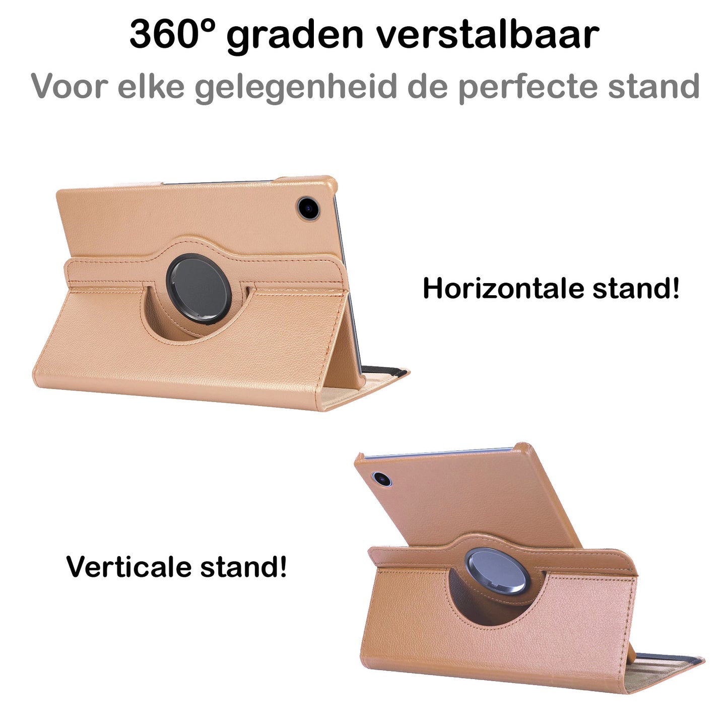 Samsung Galaxy Tab A8 Hoesje 360ðð Draaibare Book Case Kunstleer - Goud