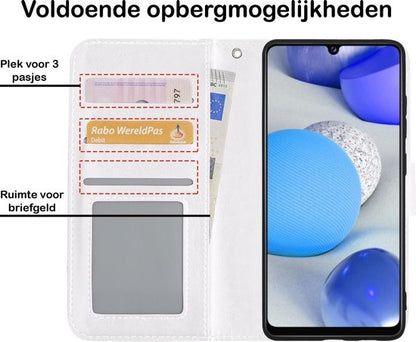 Samsung A42 Hoesje Bookcase Cover met Kaarthouder - Wit