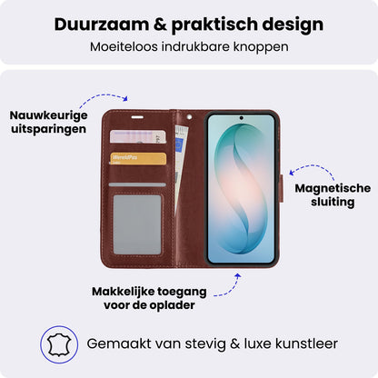 Samsung S26 Hoesje Bookcase Cover met Kaarthouder - Bruin