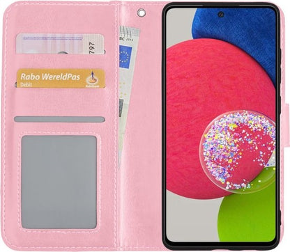 Samsung A52s Hoesje Bookcase Cover met Kaarthouder - Lichtroze