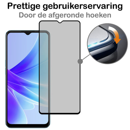 OPPO A17 Screenprotector Gehard Glas - Privacy