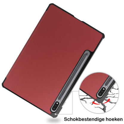 Samsung Galaxy Tab S8 Trifold Bookcase Hoes - Donkerrood