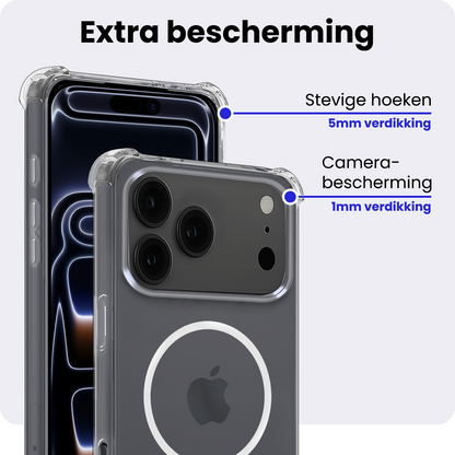iPhone 17 Pro Max Hoesje Geschikt voor Magsafe Backcover Shockproof - Transparant