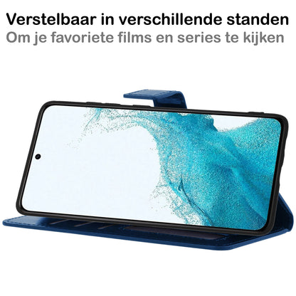 Samsung S22 Ultra Hoesje Book Case Kunstleer - Donkerblauw