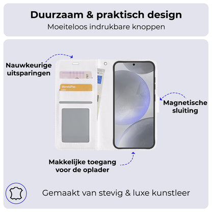 Samsung S24 Plus Hoesje Bookcase Cover met Kaarthouder - Wit