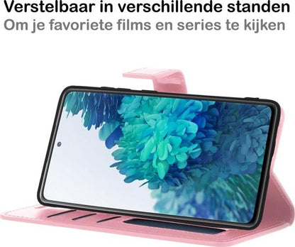 Samsung S20 FE Hoesje Bookcase Cover met Kaarthouder - Lichtroze