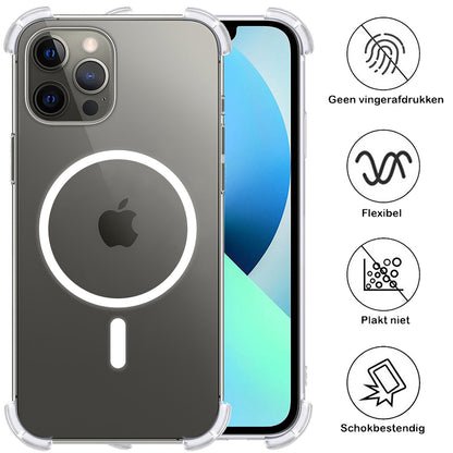 iPhone 13 Pro Hoesje Geschikt voor Magsafe Backcover Shockproof - Transparant