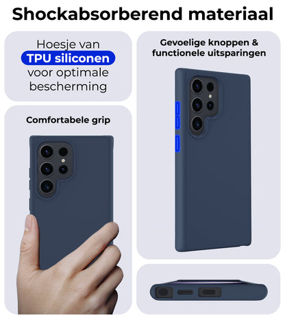 Samsung S24 Ultra Hoesje Siliconen Backcover Lichtgewicht - Donkerblauw