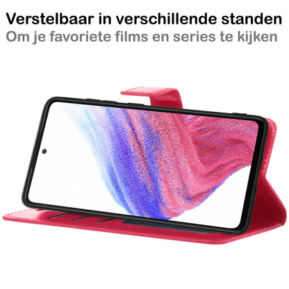 Samsung A53 Hoesje Bookcase Cover met Kaarthouder - Rood