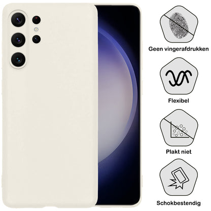 Samsung S23 Ultra Hoesje Siliconen Backcover Lichtgewicht - Wit