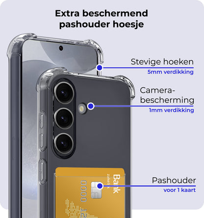 Samsung S24 Plus Hoesje Kaarthouder Backcover Shockproof - Transparant
