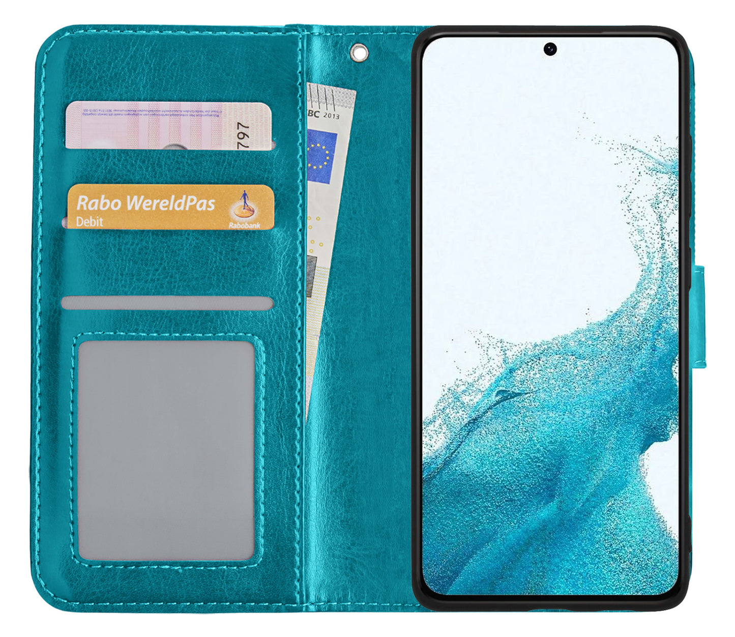 Samsung S22 Hoesje Book Case Kunstleer - Turquoise