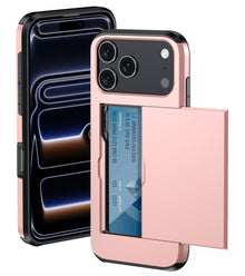 iPhone 17 Pro Hoesje Kaarthouder Hard Case Shockproof - Rosé goud