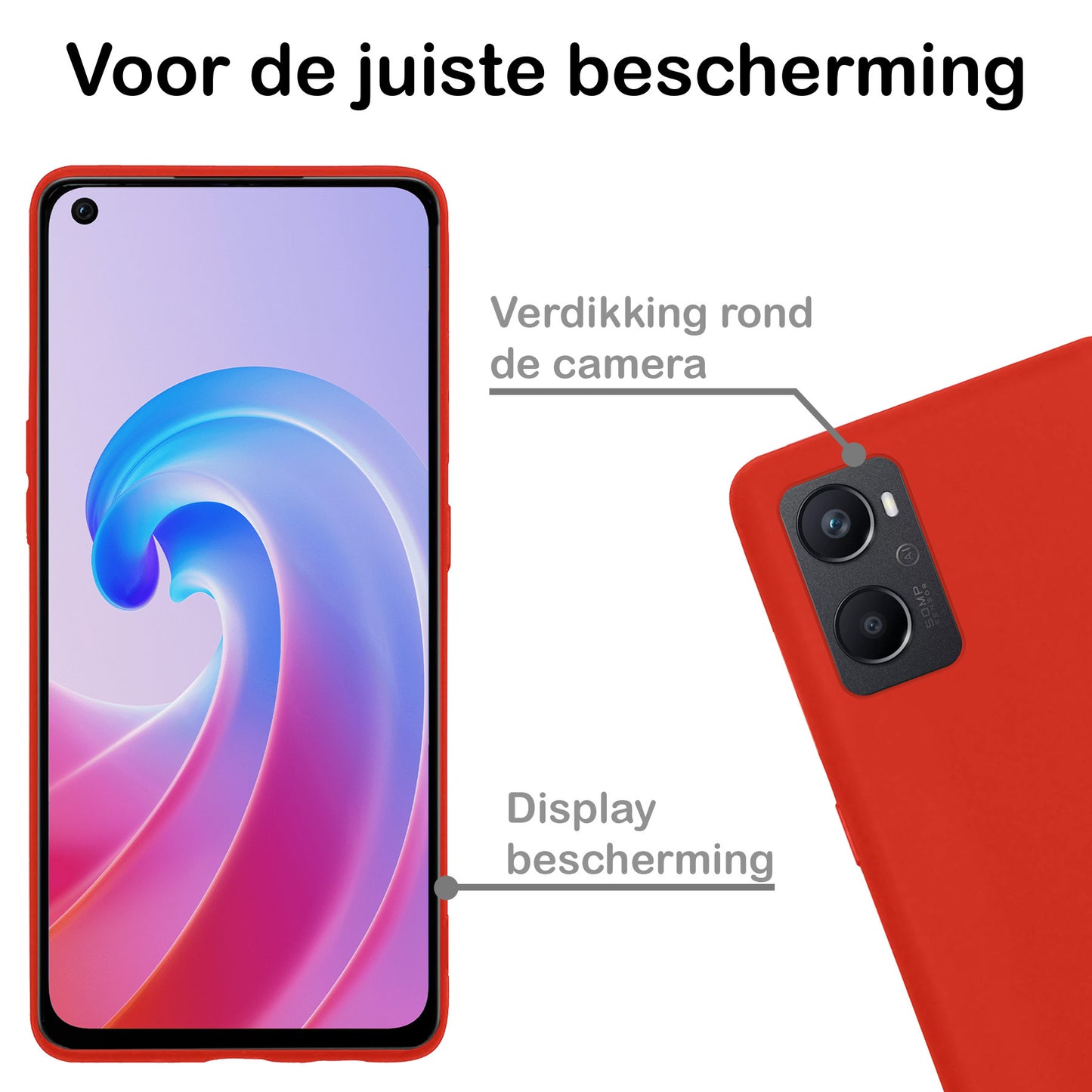 OPPO A76 Hoesje Siliconen - Rood